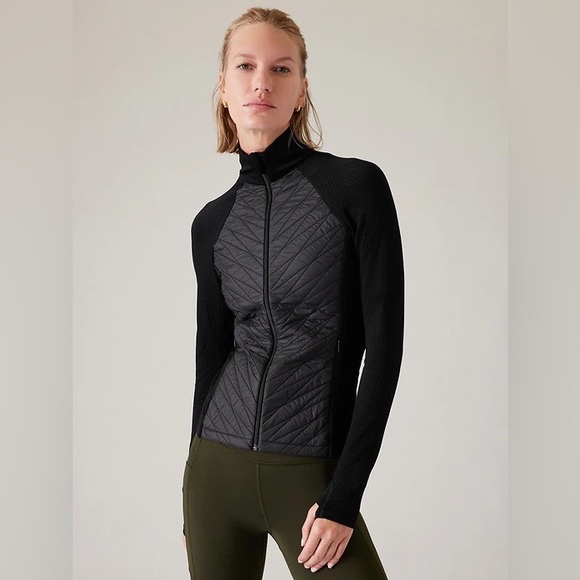 Athleta Jackets & Blazers - Athleta Black Hybrid Puffer Flurry Force Insulated PrimaLoft Jacket II EUC Sz S